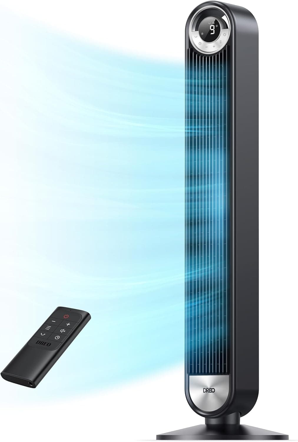 DREO Tower Fan, DC 28 ft/s, 9 Speeds, Black
